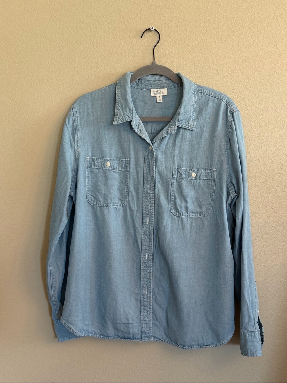 Market & Spruce Light Blue Denim Button-Down Shirt